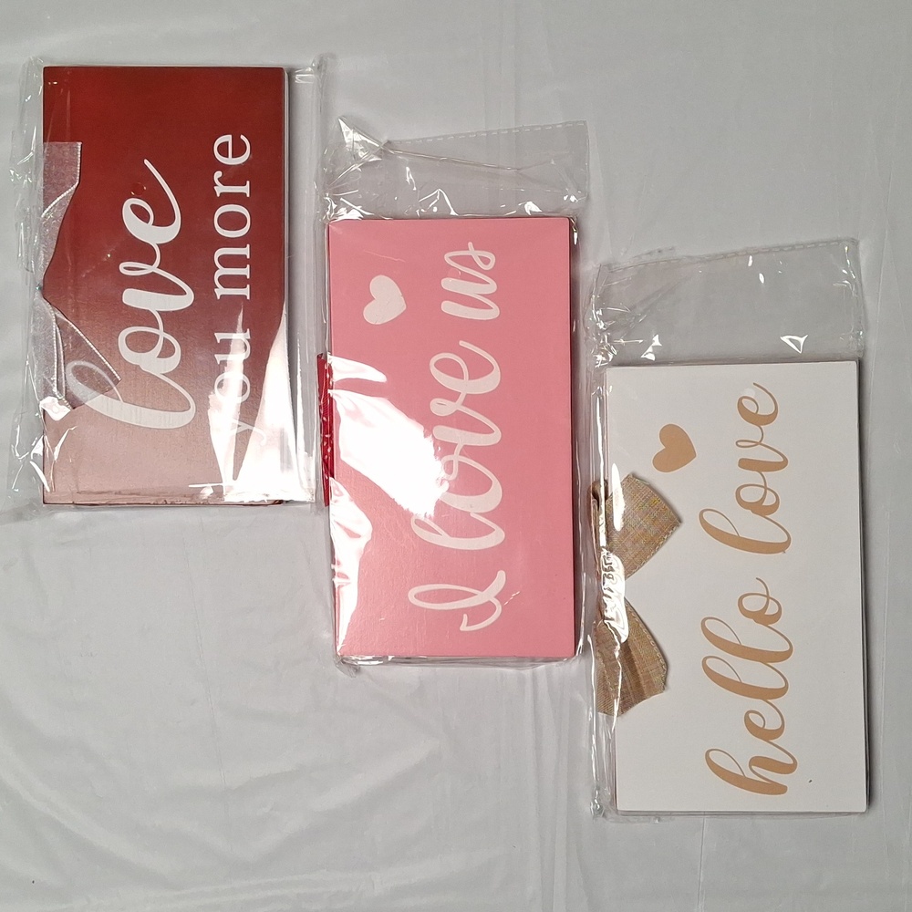 Set of 3 Wood Signs w/Ribbon Detail